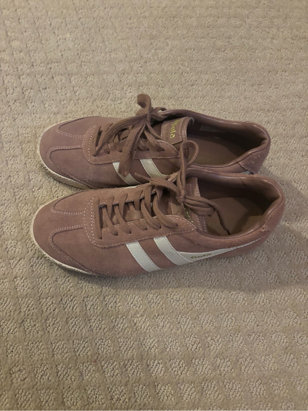 Goal Pink Suede Sneakers with White Stripes Sz 8